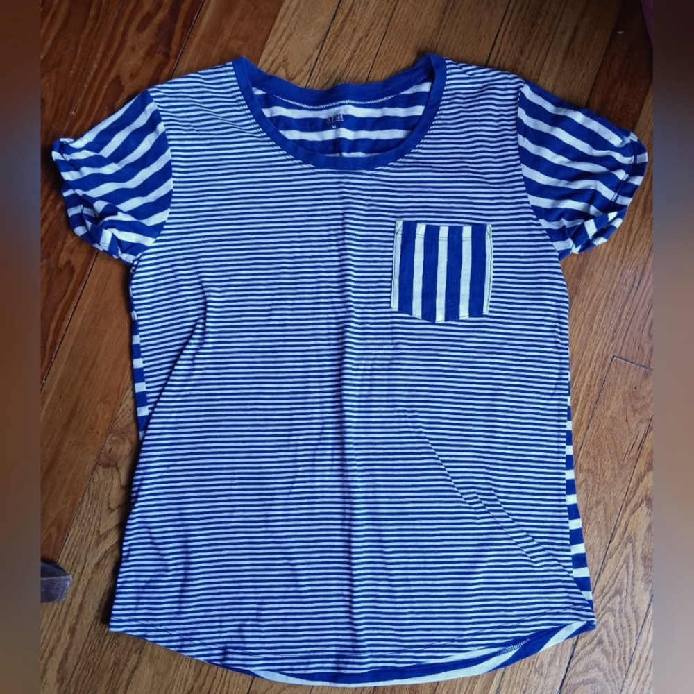 3 for $23 tops!! Ana Blue & White Striped Short-sleeved Top